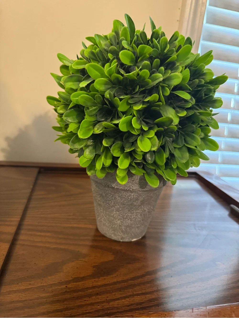 Green Faux Boxwood Topiary in Gray Pot by